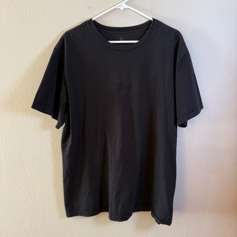 Brixton Mens XL Standard Fit Short Sleeve T-Shirt Black Embroidered Logo Tee
